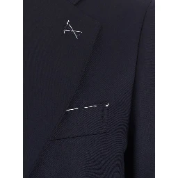 Single-breasted Semi-lined Jacket and No Pleat Pants with Stripes in Tech Fabric Blue Women
