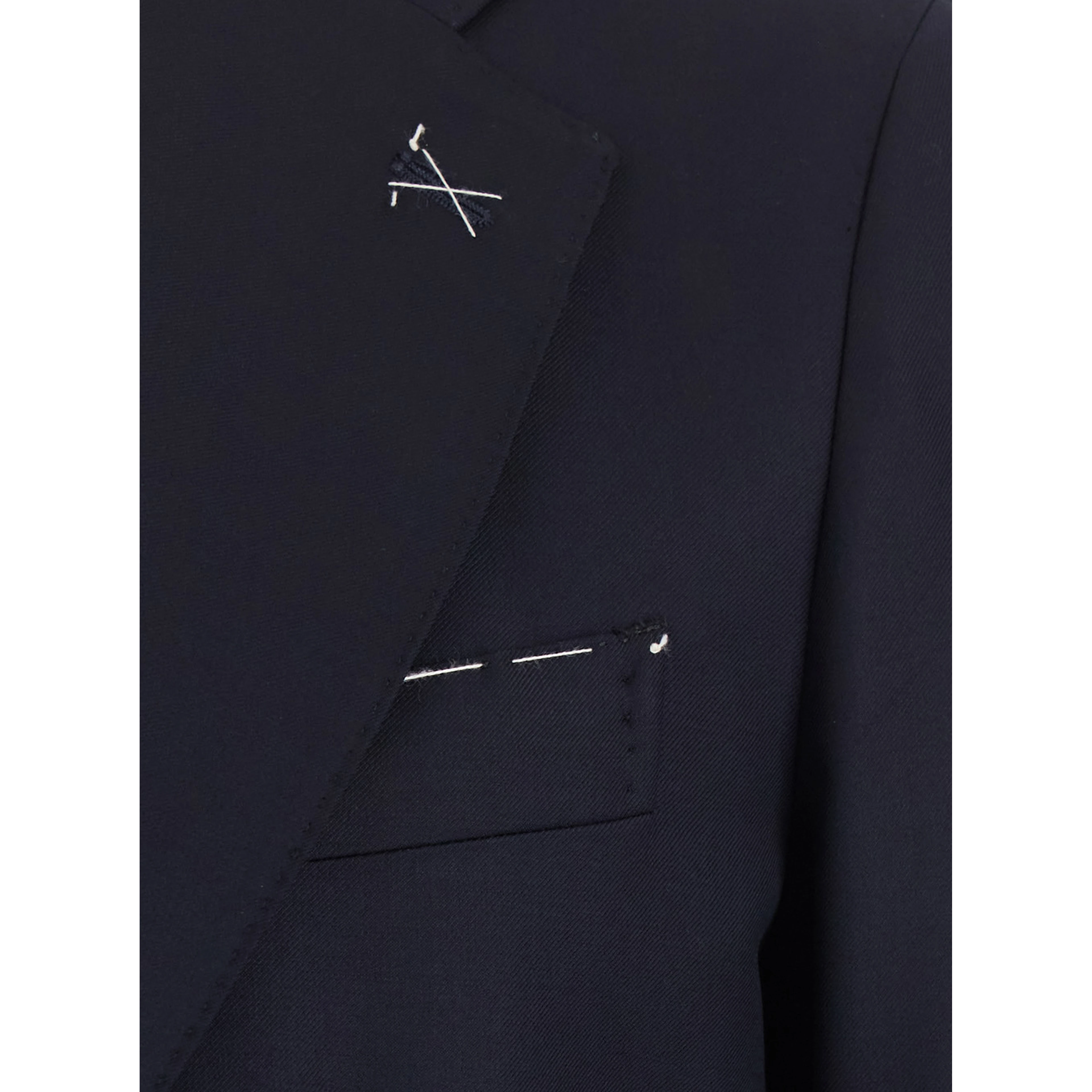 Single-breasted Semi-lined Jacket and No Pleat Pants with Stripes in Tech Fabric Blue Women