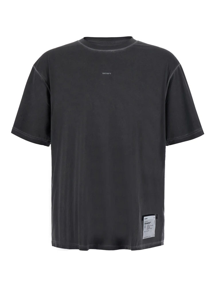 T-shirt with logo and round collar in Tech Fabric Gray Unisex
