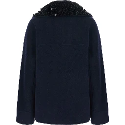 Decorated Collar Coat in Blue for Women