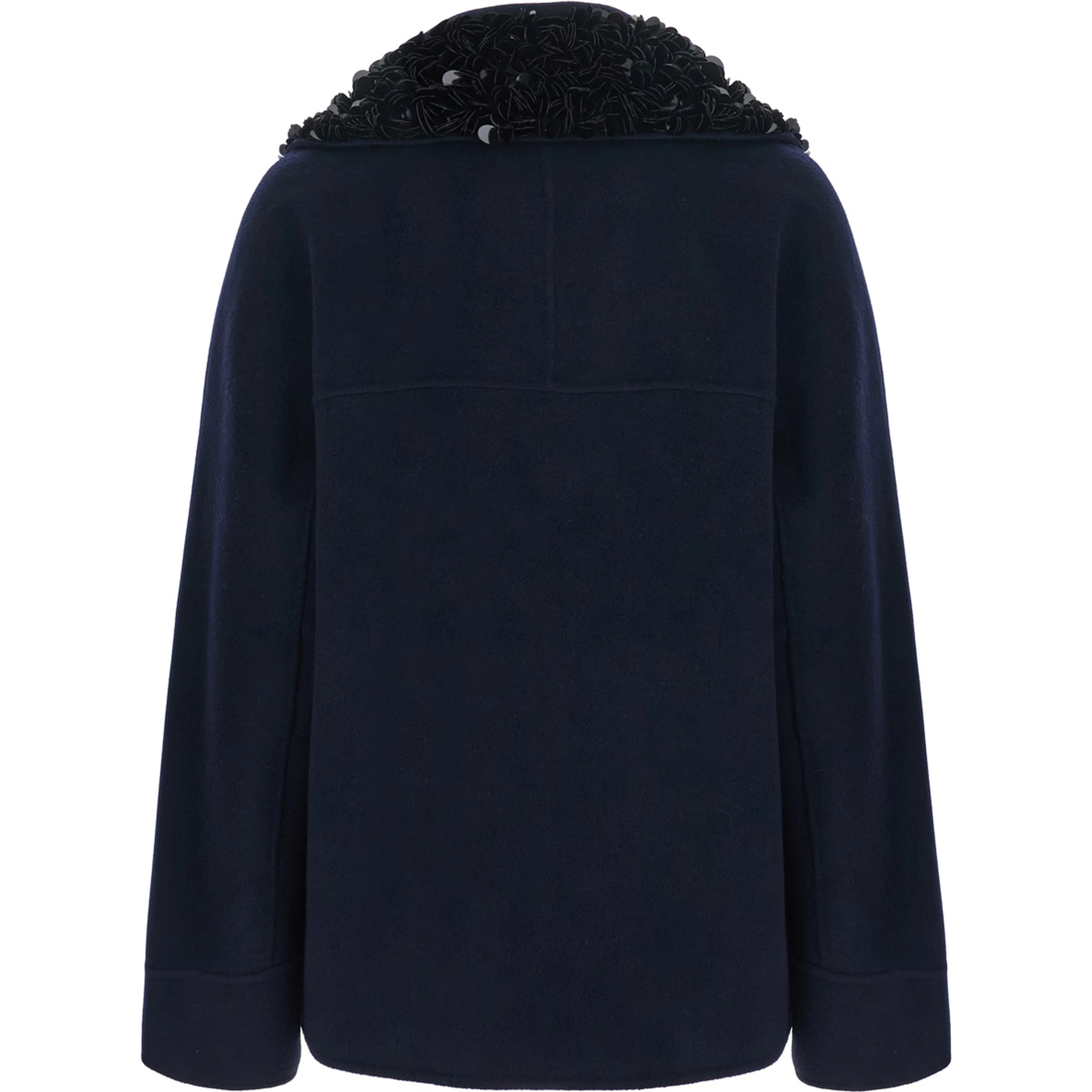 Decorated Collar Coat in Blue for Women