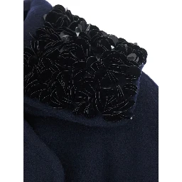 Decorated Collar Coat in Blue for Women