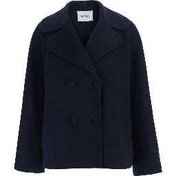 Decorated Collar Coat in Blue for Women