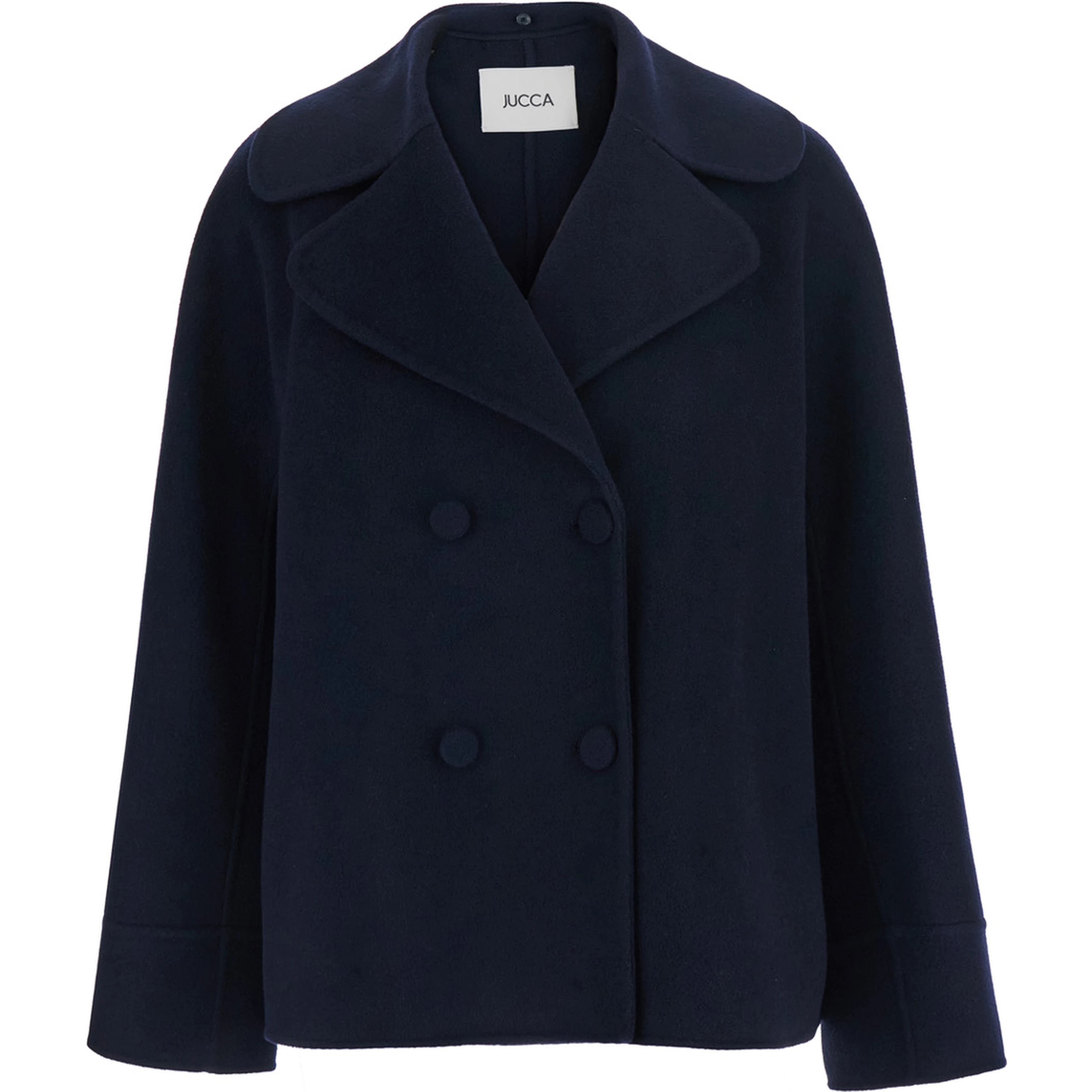 Decorated Collar Coat in Blue for Women