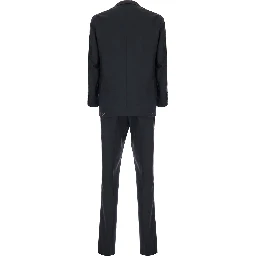 Single-breasted jacket and no-pleat pants with gray piping for men