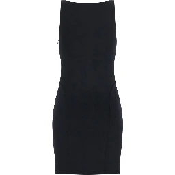 Black sleeveless dress with square neckline in viscose blend for women