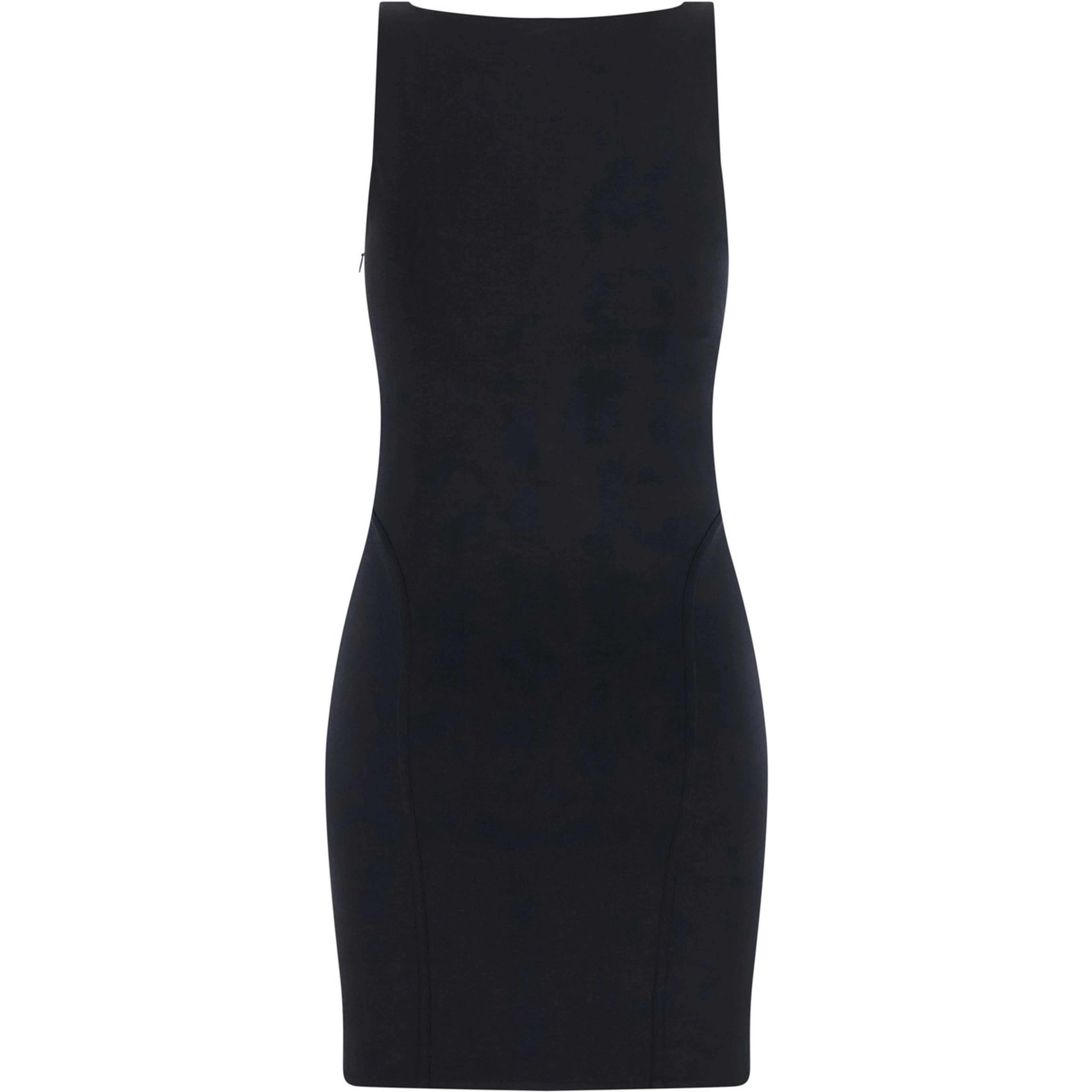Black sleeveless dress with square neckline in viscose blend for women