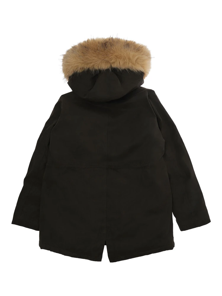 MC2 SAINT BARTH KIDS BRENNA JR WAX PARKA JACKET WITH FAKE FUR. Parka jacket with hood in faux fur and Tech Fabric. Green. Junior.