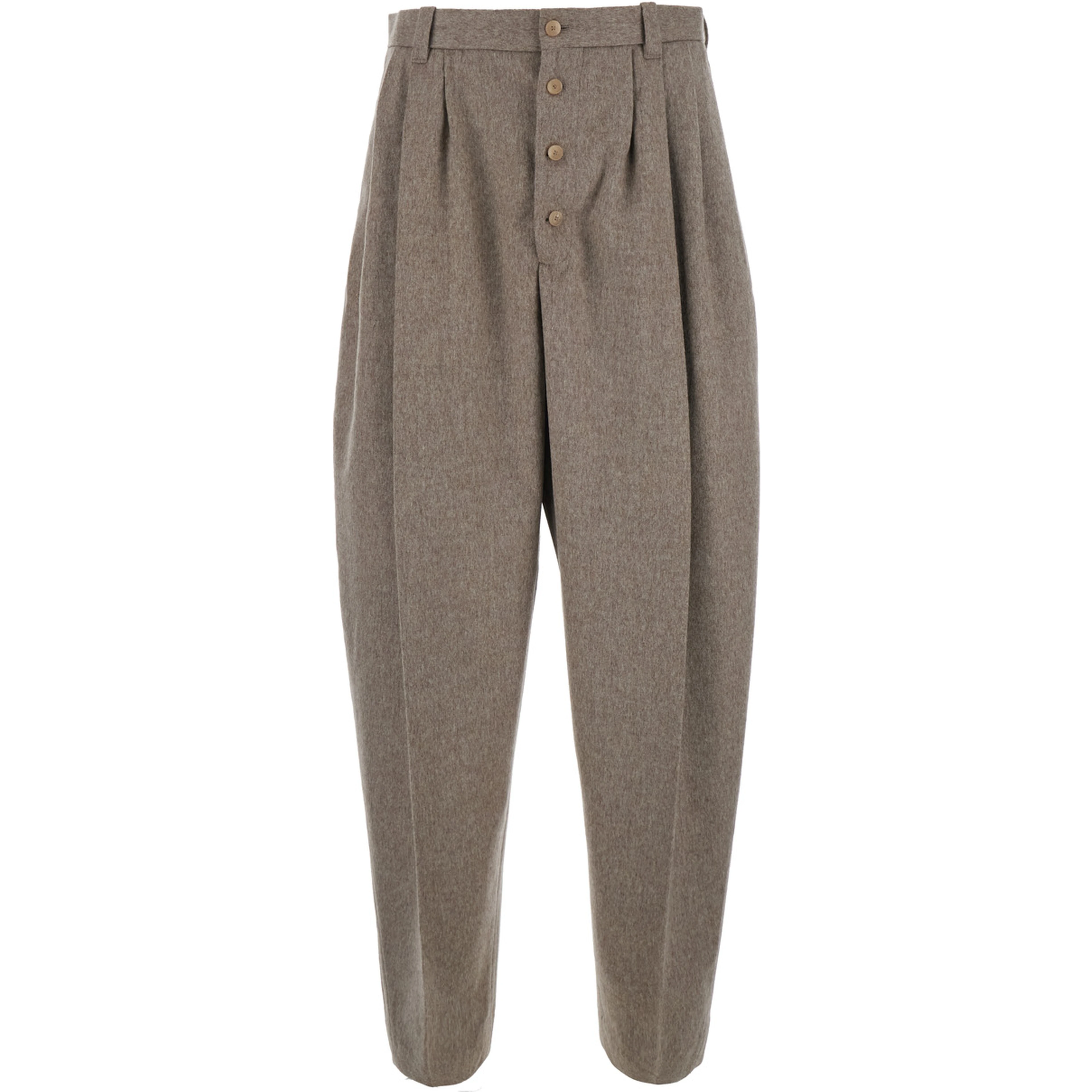 Beige Cotton Pants with Elastic Waist and Side Pockets for Men