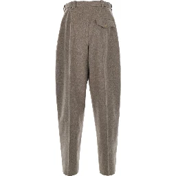 Beige Cotton Pants with Elastic Waist and Side Pockets for Men