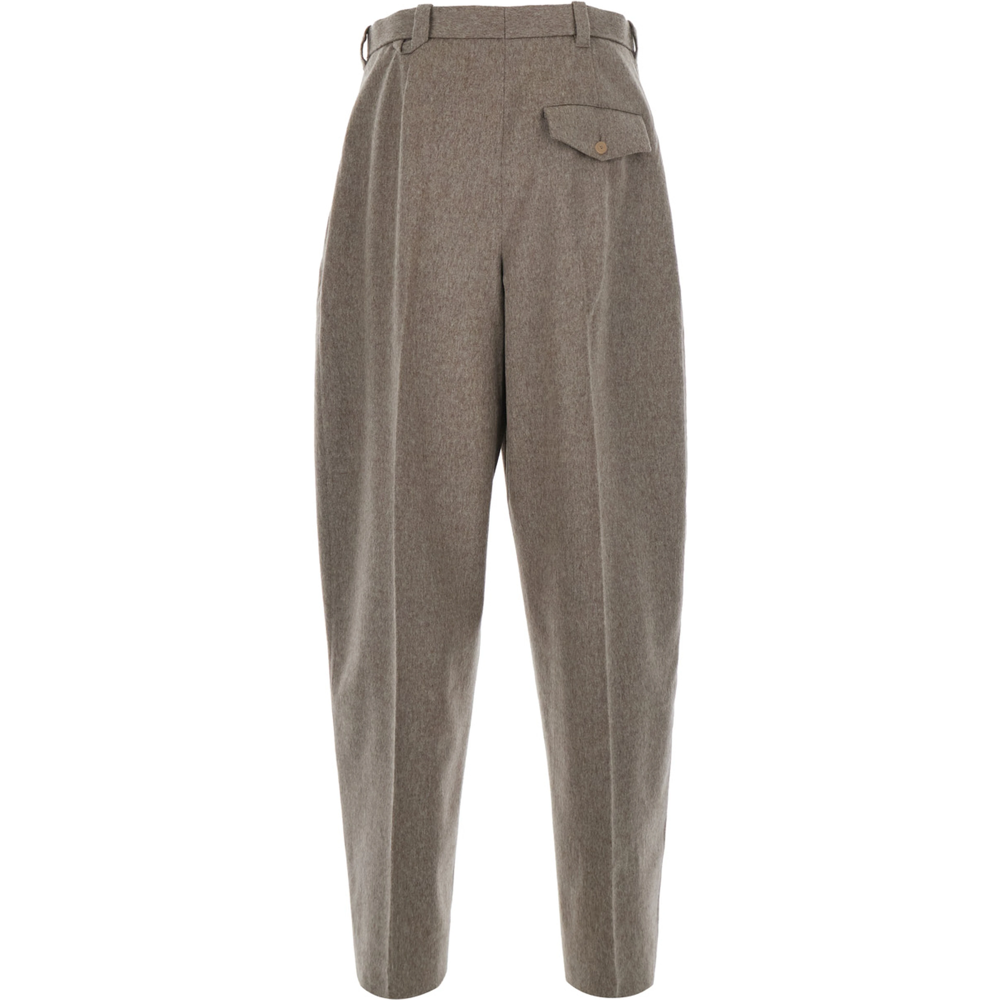 Beige Cotton Pants with Elastic Waist and Side Pockets for Men