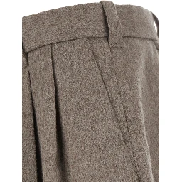 Beige Cotton Pants with Elastic Waist and Side Pockets for Men