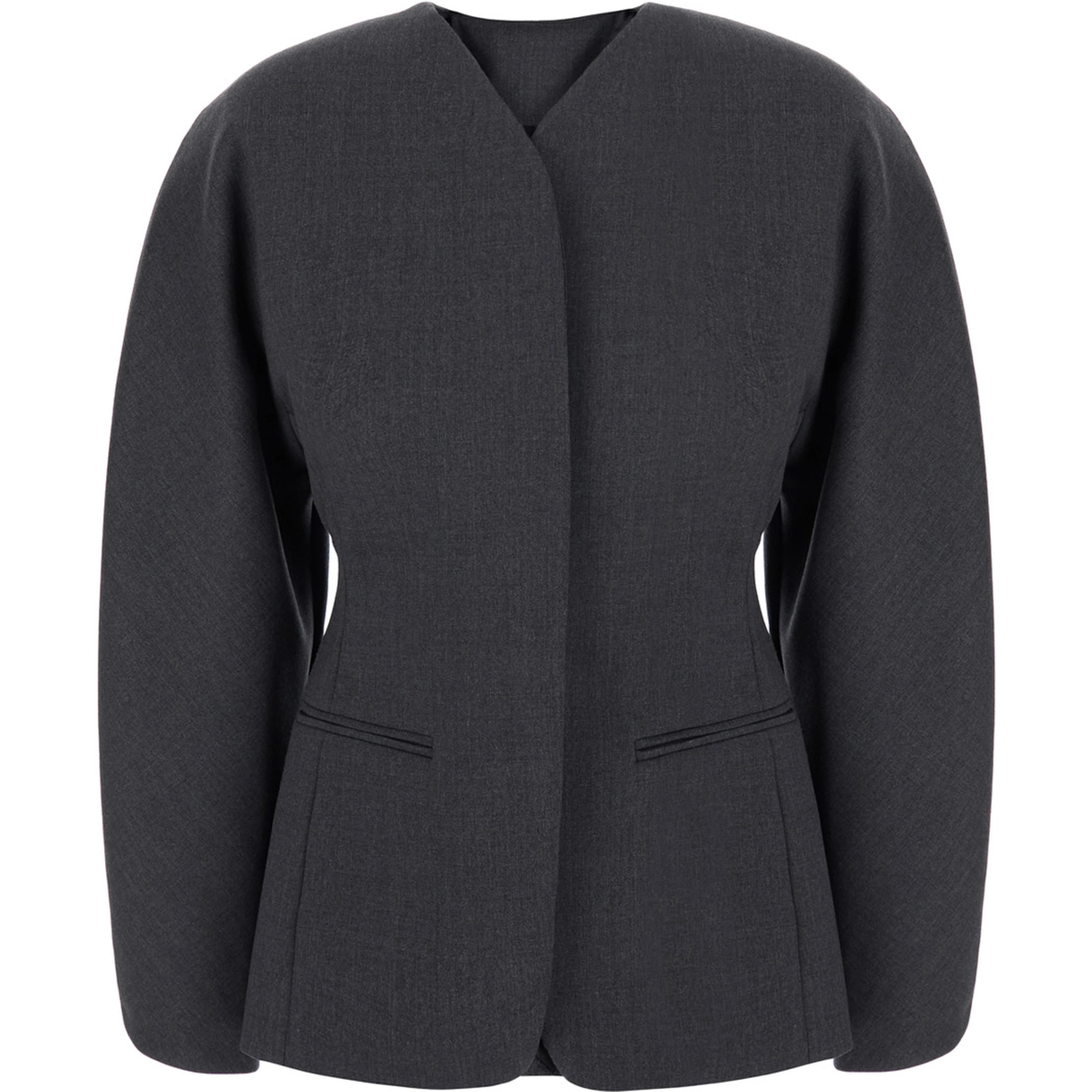 LA VESTE OVALO is a gray jacket with elegant details in Tech Fabric for women