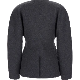 LA VESTE OVALO is a gray jacket with elegant details in Tech Fabric for women