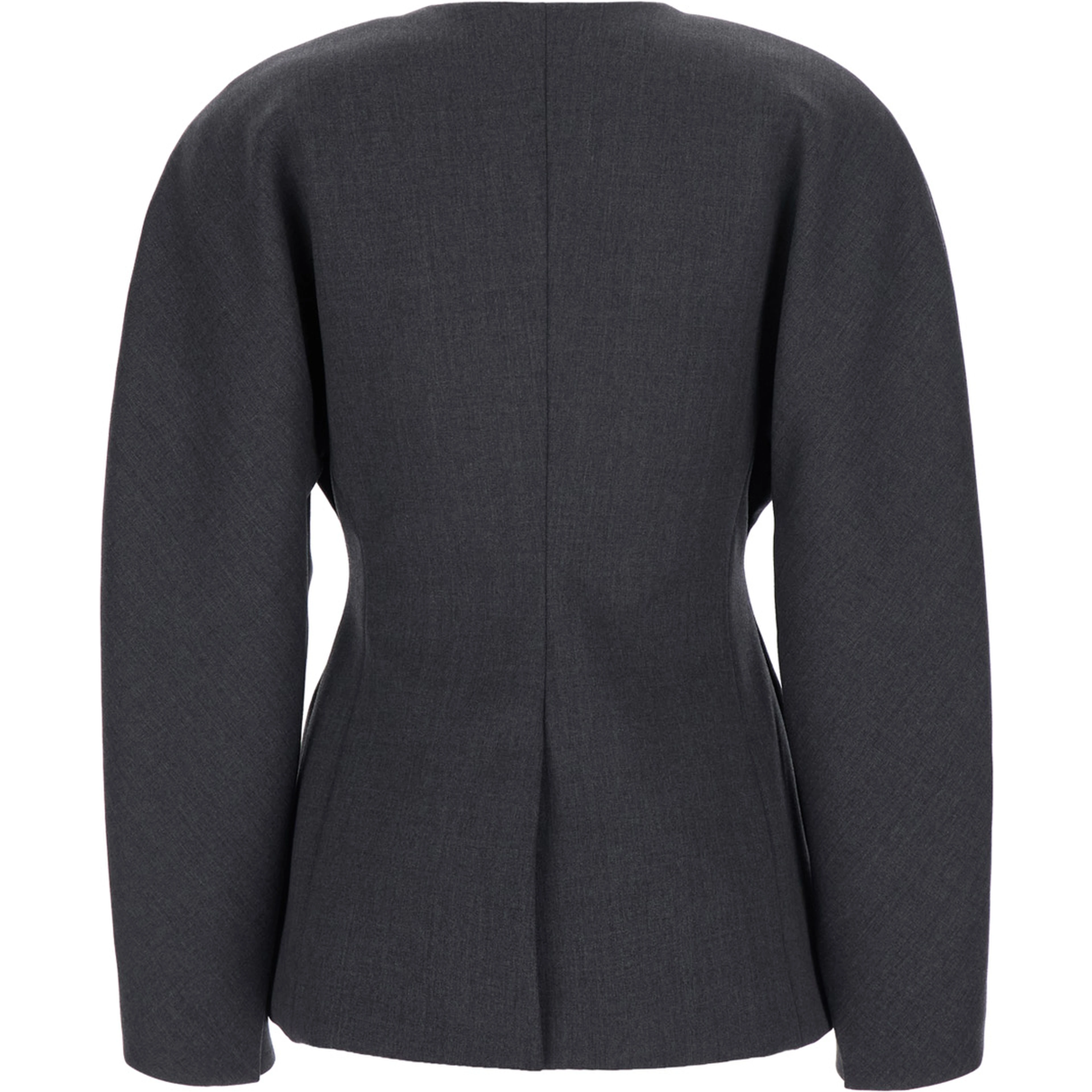 LA VESTE OVALO is a gray jacket with elegant details in Tech Fabric for women