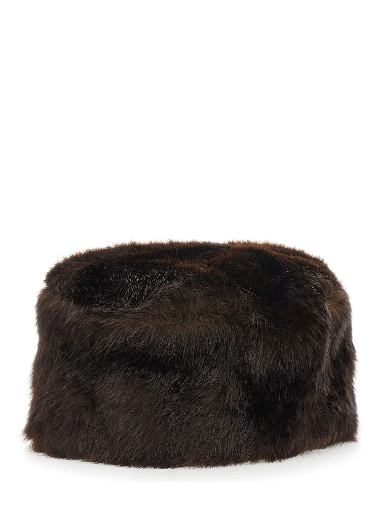 Ozzy Pillerbox Hat with elegant details in brown Modacrylic unisex