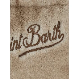 Beige Handbag with Shoulder Strap and Fur Effect in Tech Fabric for Women