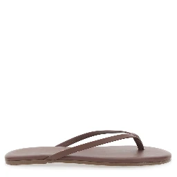 Foundations Brown Flip-Flop Sandals with Logo Imprint in Ecoleather for Women