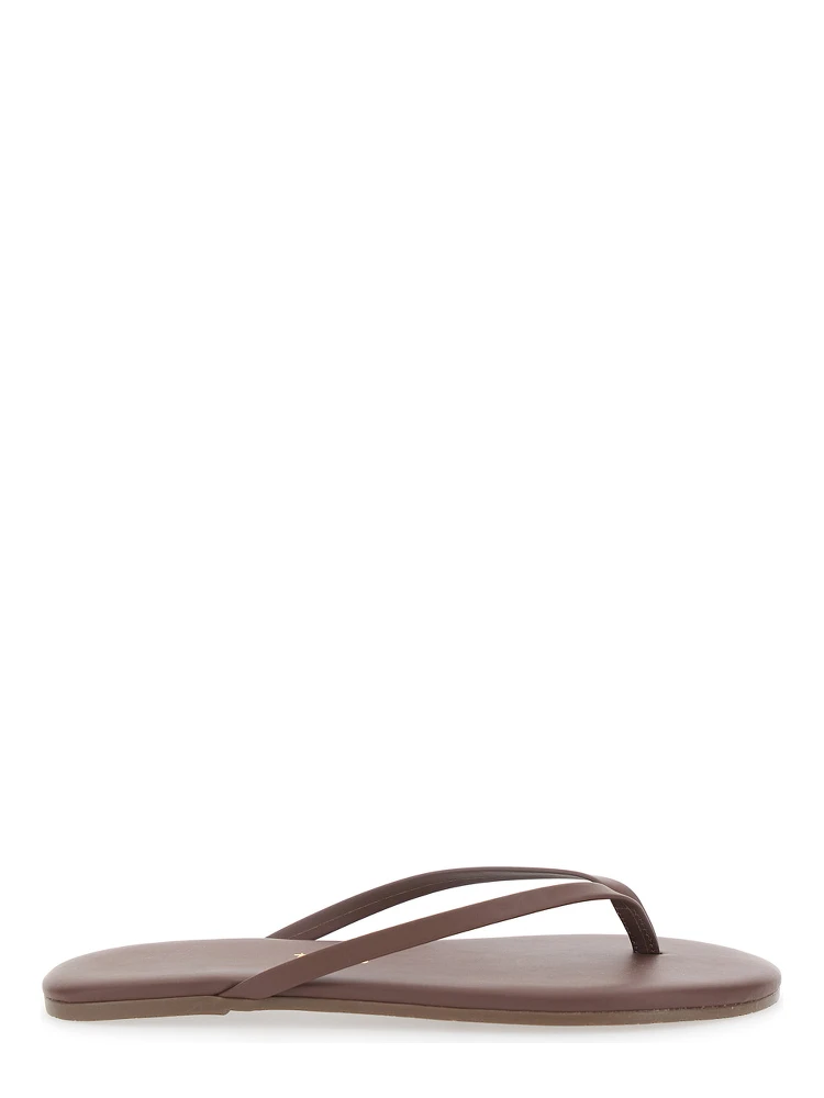 Foundations Brown Flip-Flop Sandals with Logo Imprint in Ecoleather for Women