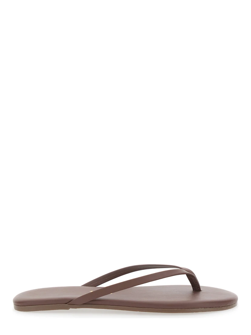 Foundations Brown Flip-Flop Sandals with Logo Imprint in Ecoleather for Women