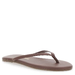 Foundations Brown Flip-Flop Sandals with Logo Imprint in Ecoleather for Women