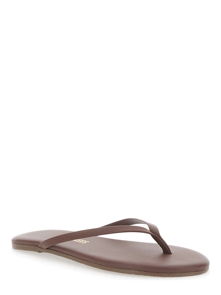 Foundations Brown Flip-Flop Sandals with Logo Imprint in Ecoleather for Women alternative