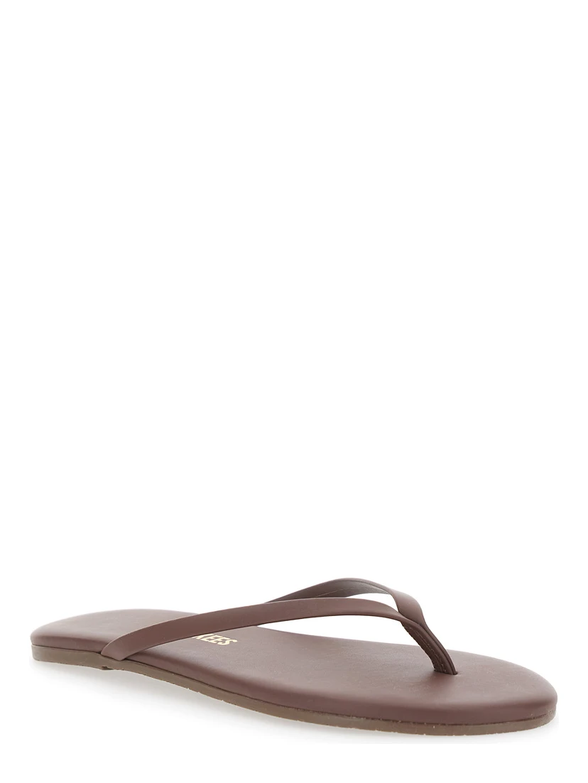 Foundations Brown Flip-Flop Sandals with Logo Imprint in Ecoleather for Women
