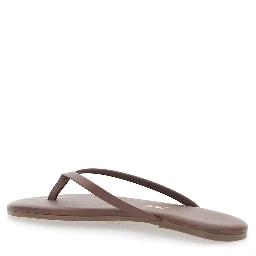 Foundations Brown Flip-Flop Sandals with Logo Imprint in Ecoleather for Women