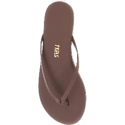 Foundations Brown Flip-Flop Sandals with Logo Imprint in Ecoleather for Women
