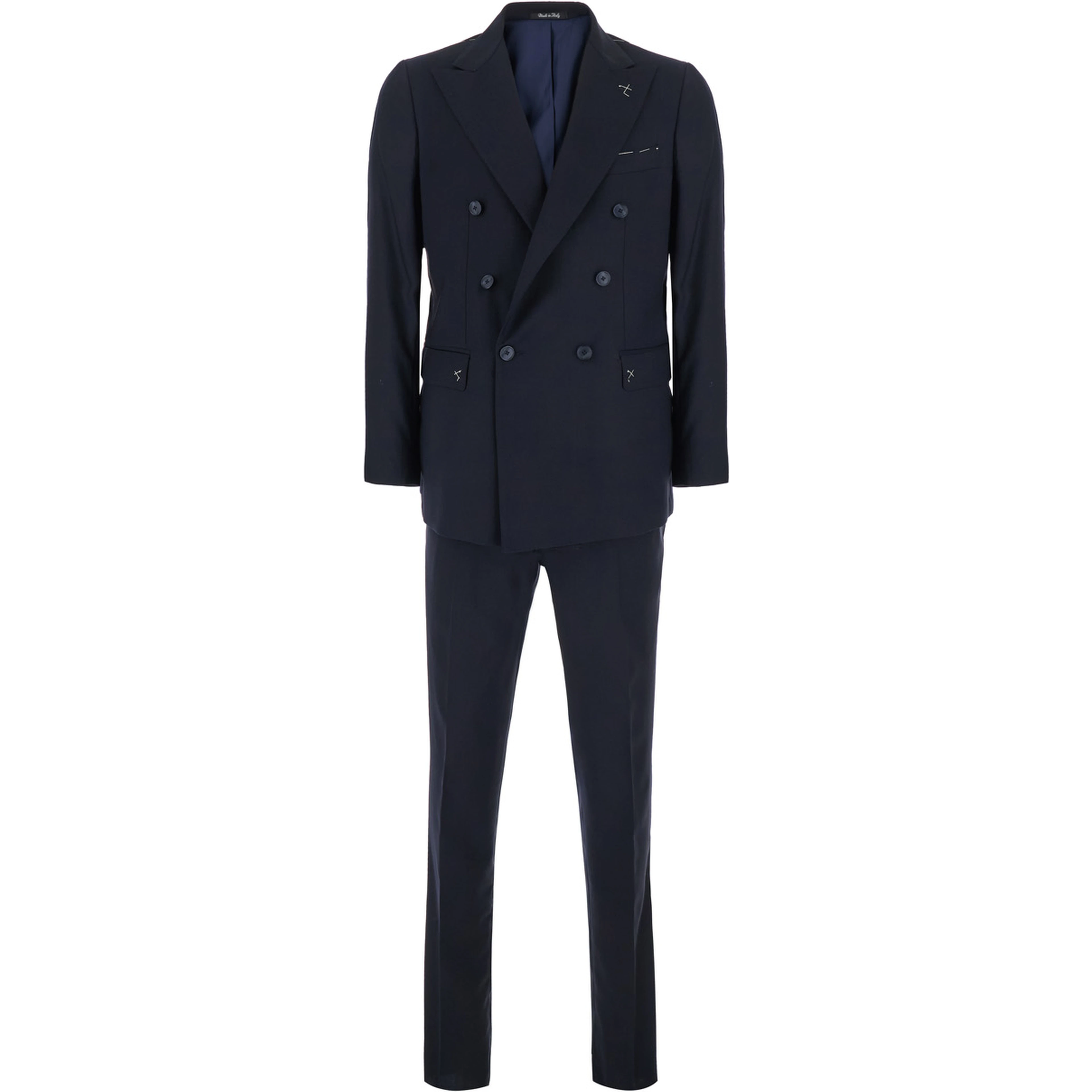 Single-breasted Jacket and Pants Without Pleats in Tech Fabric Blue for Women