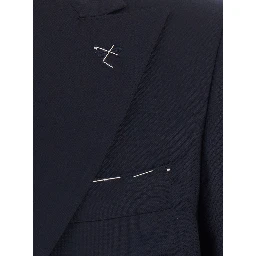 Single-breasted Jacket and Pants Without Pleats in Tech Fabric Blue for Women