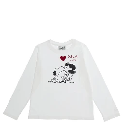 Long-sleeve T-shirt with print in white cotton for Girl