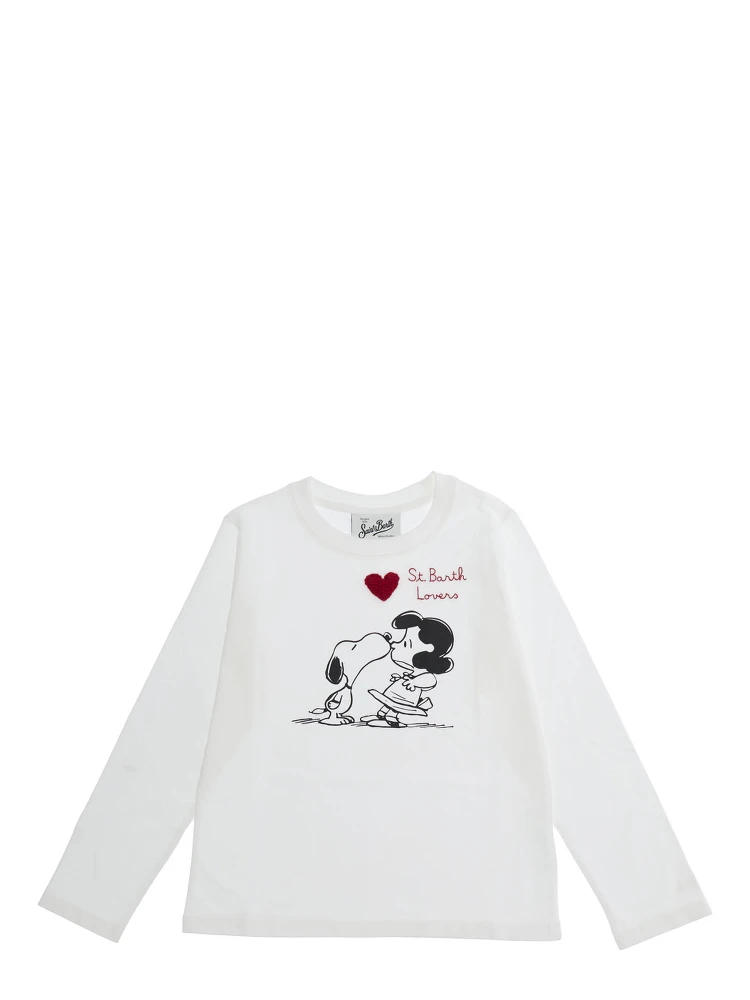 Long-sleeve T-shirt with print in white cotton for Girl