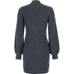 Mini dress with tech fabric and dark grey melange for women