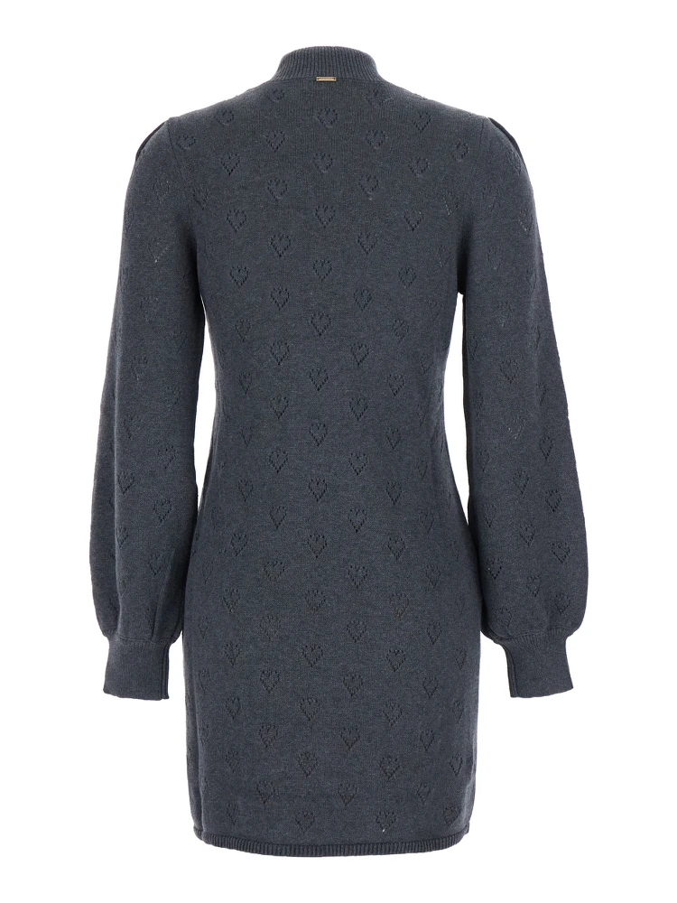Mini dress with tech fabric and dark grey melange for women