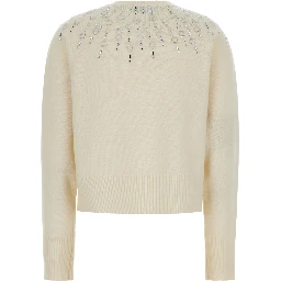 Sweater with Rhinestone Details in White Women