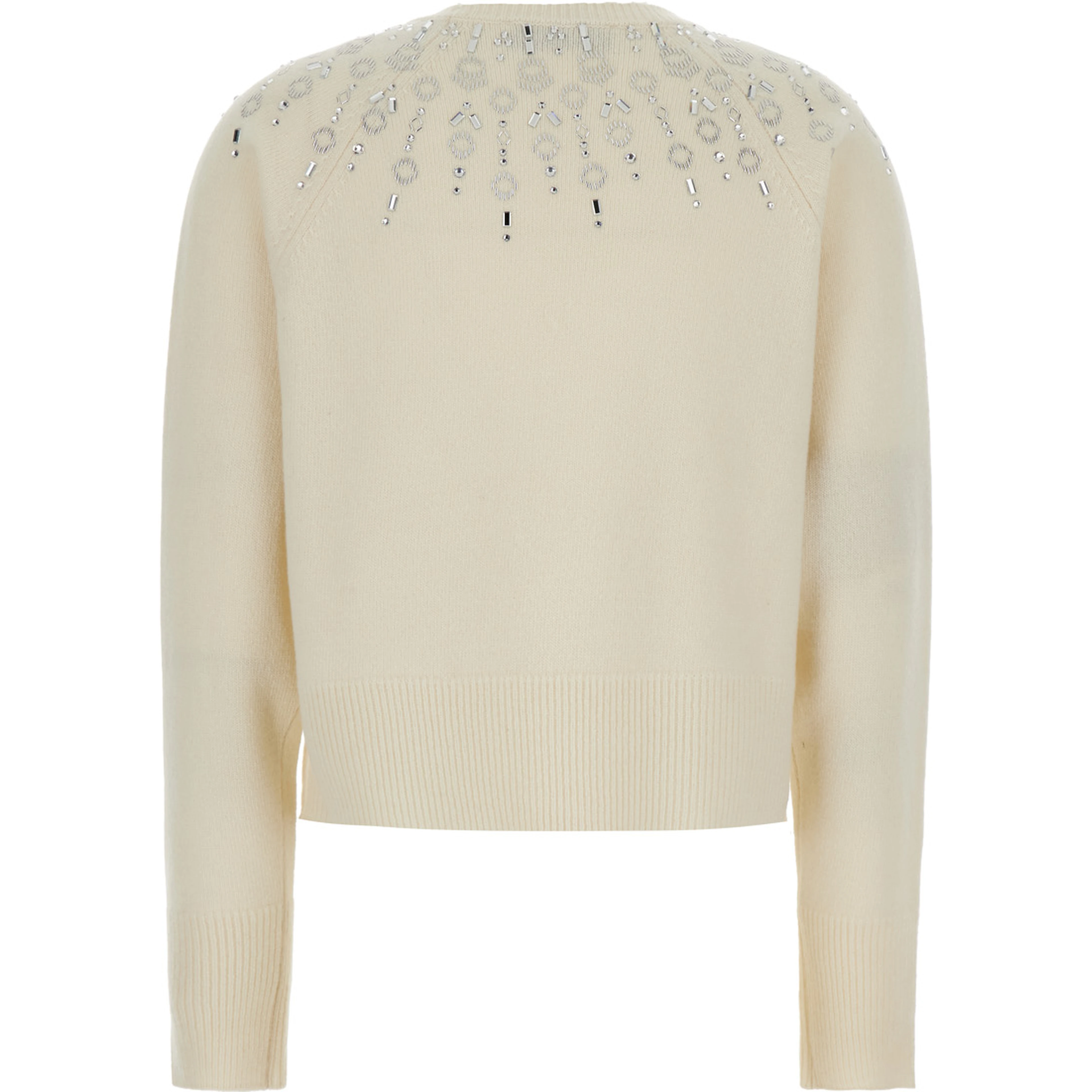 Sweater with Rhinestone Details in White Women