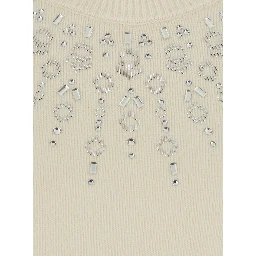 Sweater with Rhinestone Details in White Women