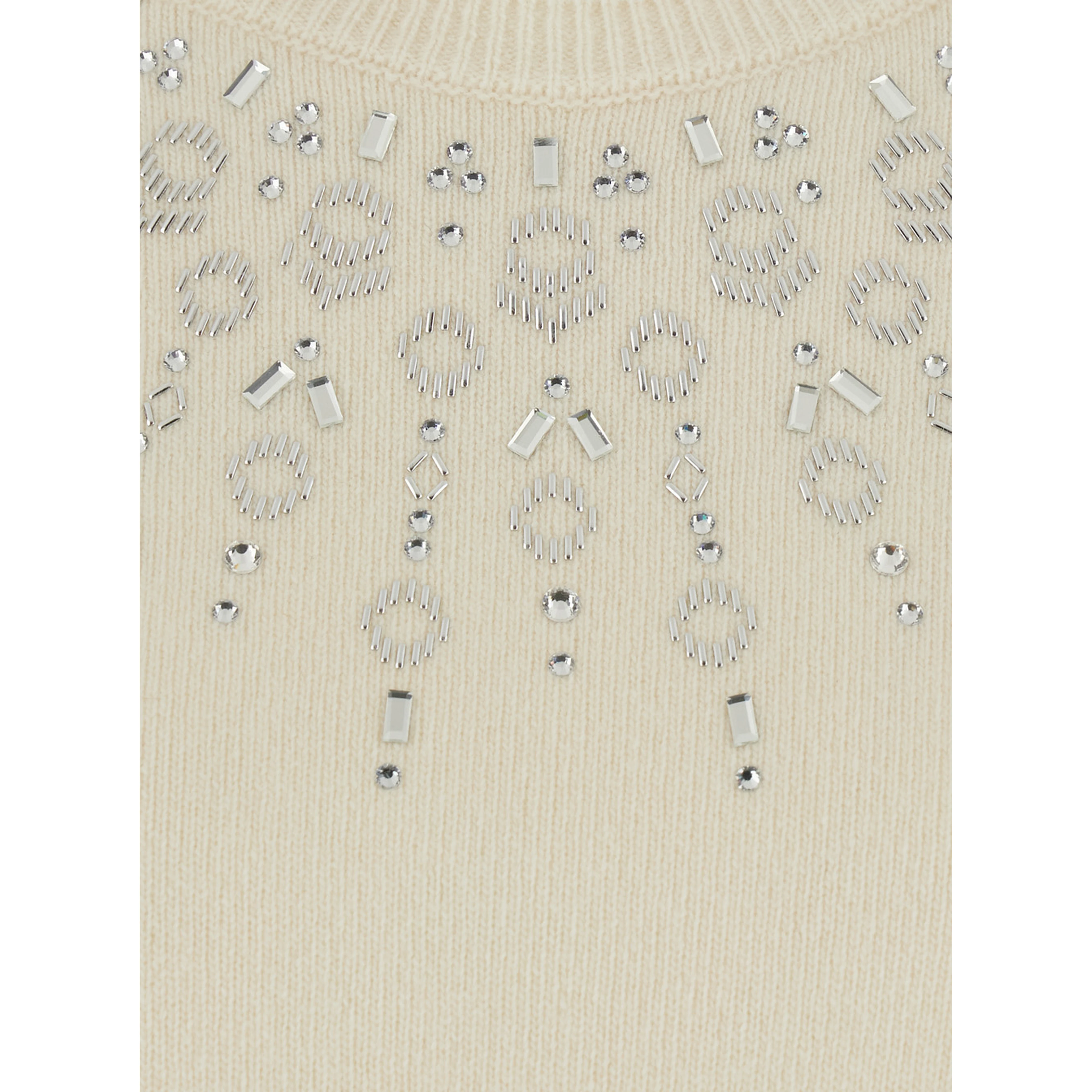 Sweater with Rhinestone Details in White Women