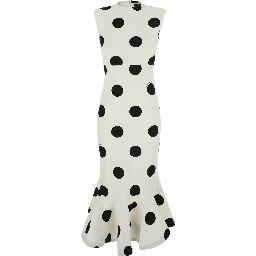 LA ROBE PALMIER POIS is a long dress with long sleeves and a V-neck in Viscose, Polyamide and Elastane in Off-White for women