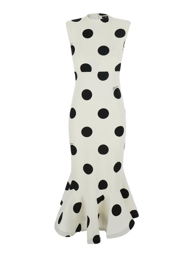 LA ROBE PALMIER POIS is a long dress with long sleeves and a V-neck in Viscose, Polyamide and Elastane in Off-White for women