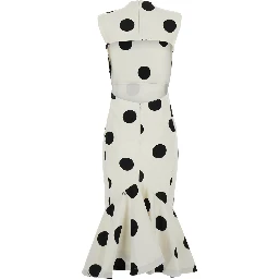 LA ROBE PALMIER POIS is a long dress with long sleeves and a V-neck in Viscose, Polyamide and Elastane in Off-White for women
