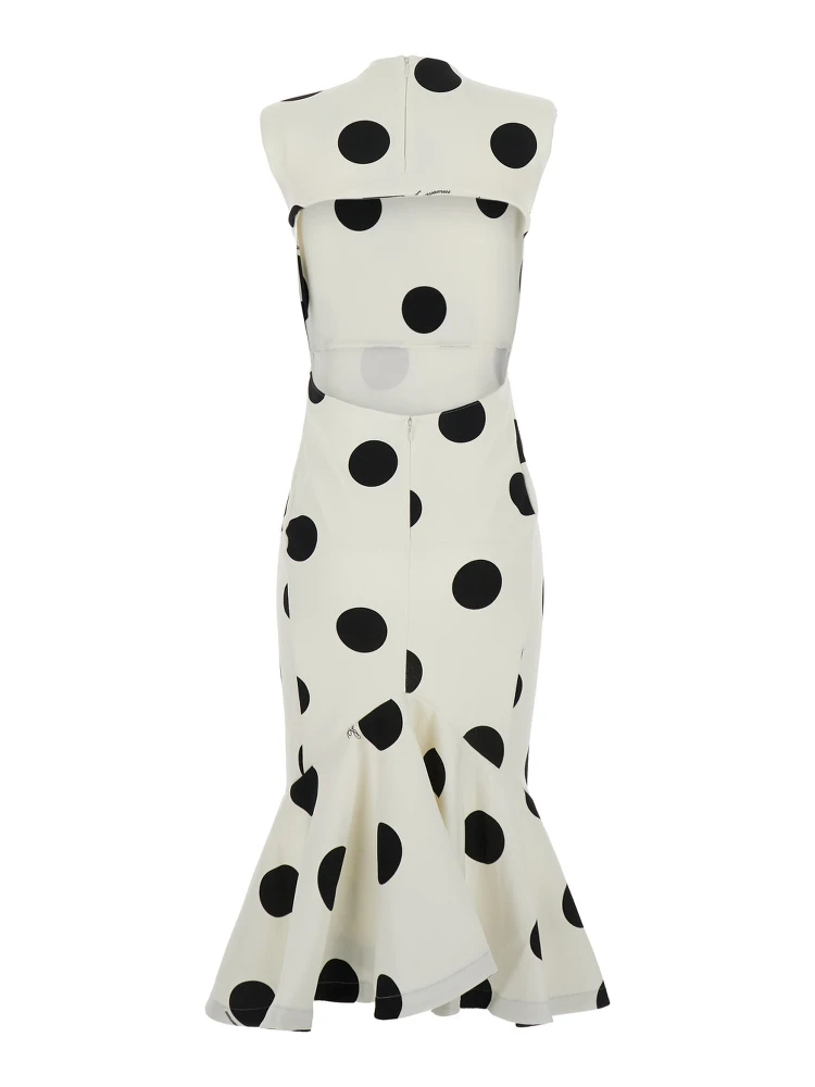 LA ROBE PALMIER POIS is a long dress with long sleeves and a V-neck in Viscose, Polyamide and Elastane in Off-White for women alternative