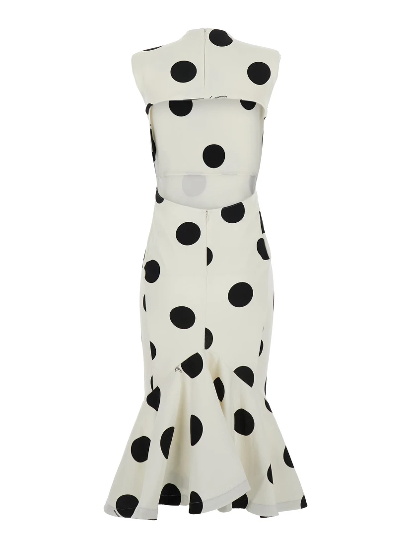 LA ROBE PALMIER POIS is a long dress with long sleeves and a V-neck in Viscose, Polyamide and Elastane in Off-White for women