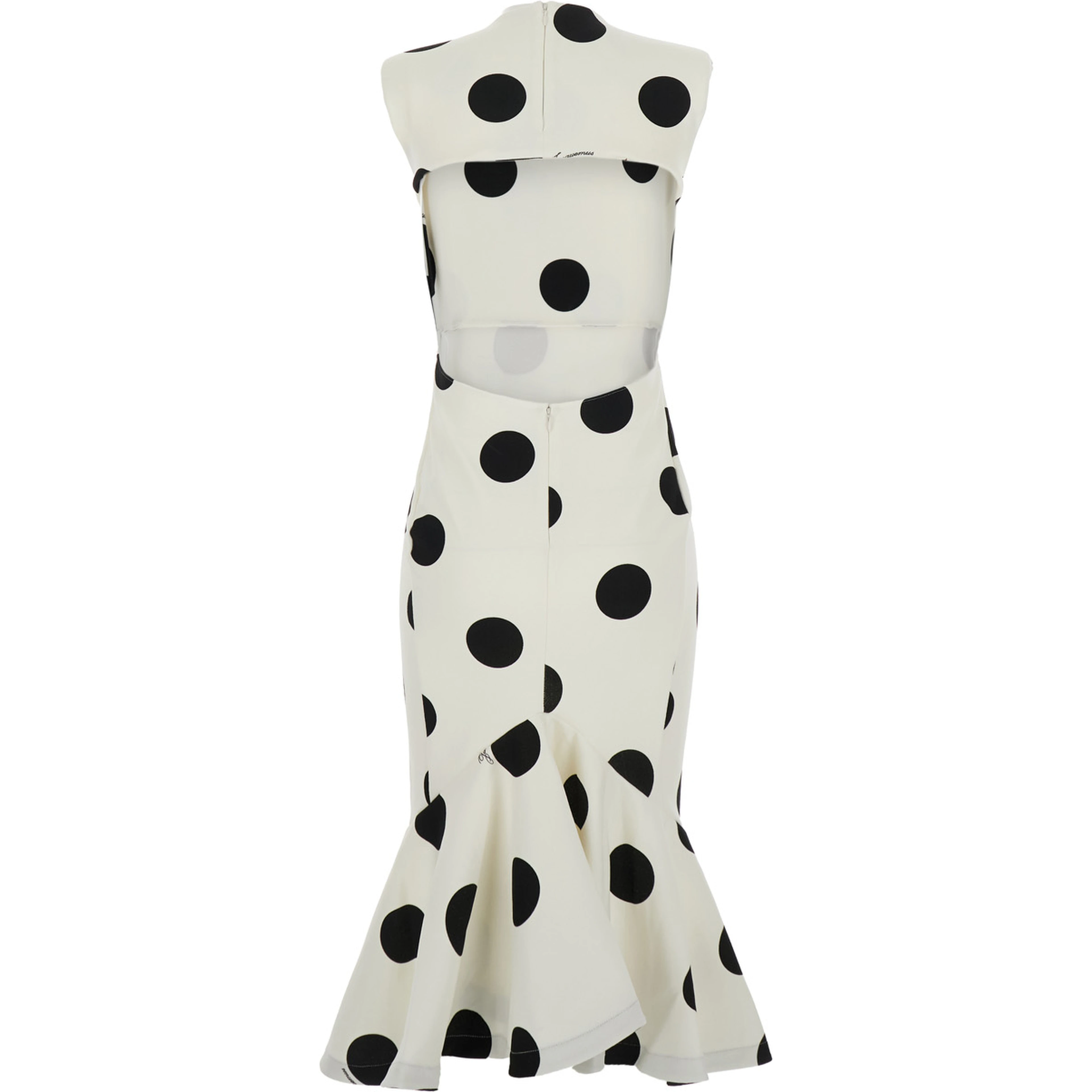 LA ROBE PALMIER POIS is a long dress with long sleeves and a V-neck in Viscose, Polyamide and Elastane in Off-White for women
