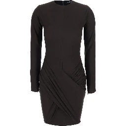LA MINI ROBE DE MINUIT is a dress characterized by a brown tech fabric and an elegant design for women