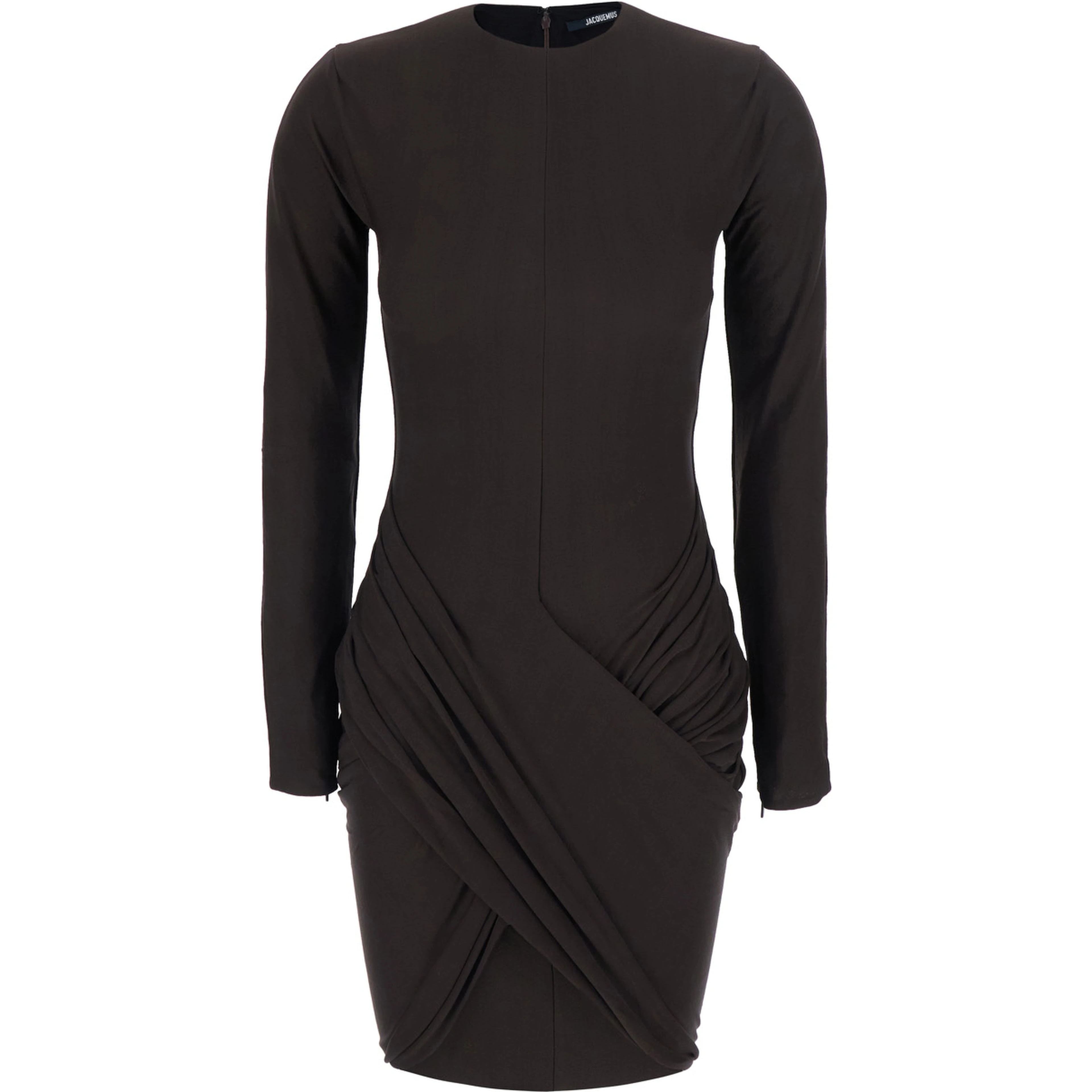 LA MINI ROBE DE MINUIT is a dress characterized by a brown tech fabric and an elegant design for women