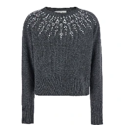 Sweater with Front Applications in Gray for Women
