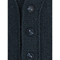 CARDIGAN BUTTONS with collar and long sleeves in wool, acrylic, polyamide and elastane, gray, women