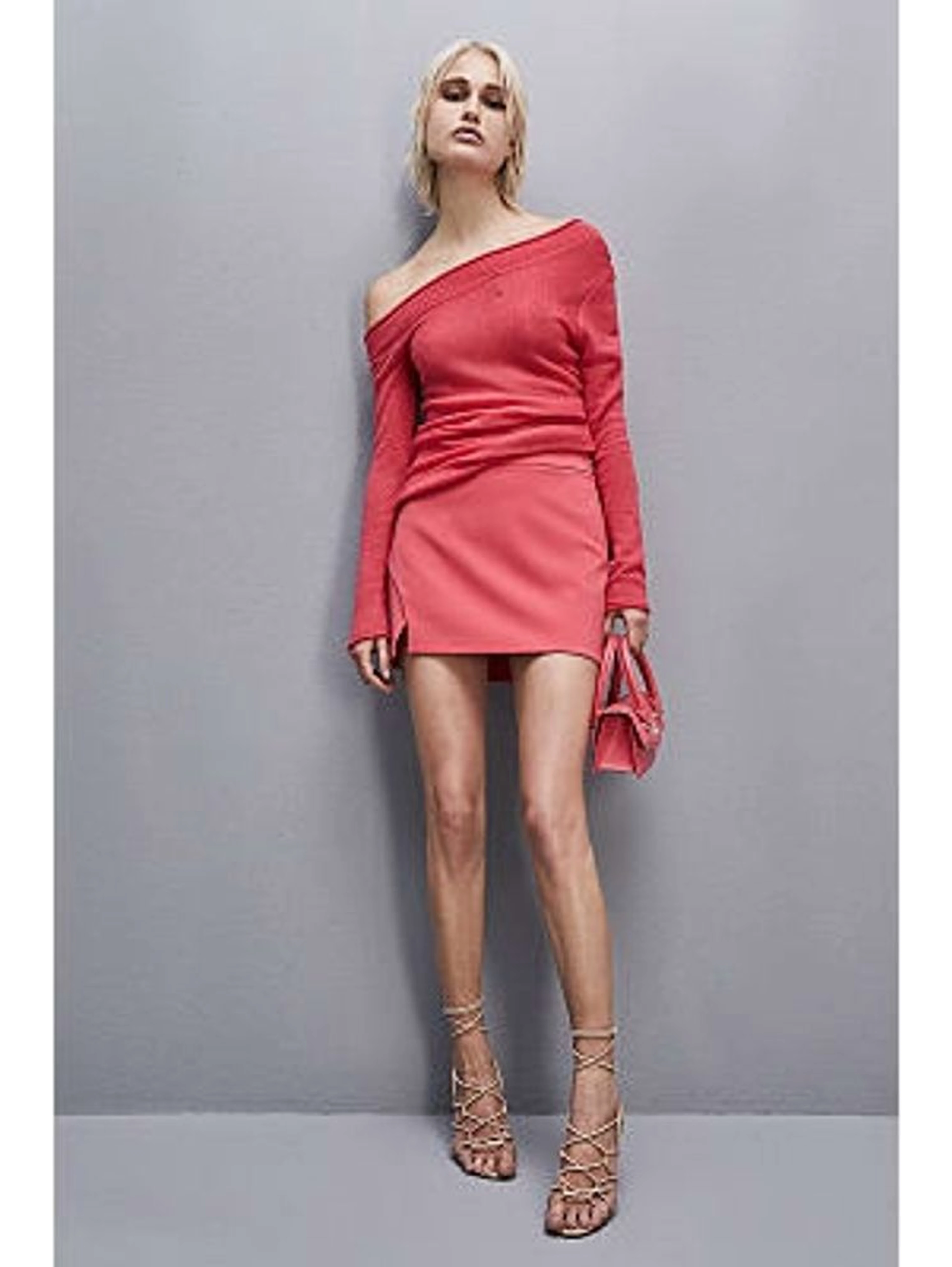 Pink Polyester Mini Skirt